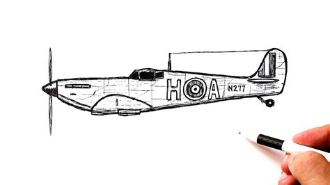 How to draw a WW2 Fighter Plane Supermarine Spitfire - YouTube