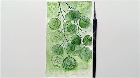 Painting Abstract Eucalyptus Leaves in Watercolor | Leaves Painting in ...