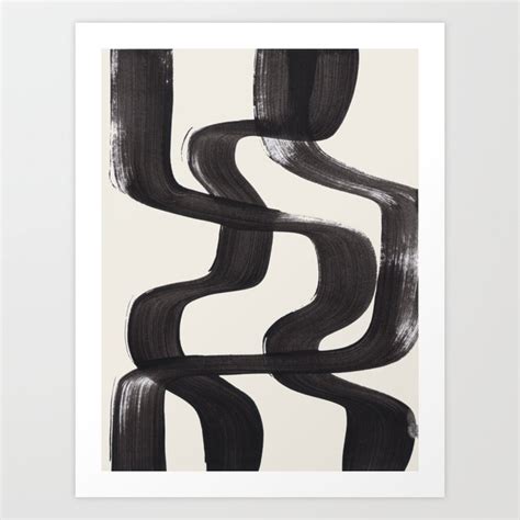 Mid Century Modern Minimalist Abstract Art Brush Strokes Black & White ...