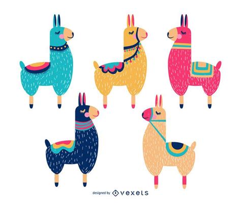 Cute Llama Cartoon Collection - Vector Download