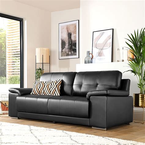 Kansas Black Leather 3 Seater Sofa Only £799.99 | Furniture & Choice