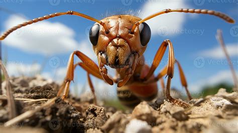 Close-up photo of a Sahara Desert Ant looking any direction in the Desert. Generative AI ...