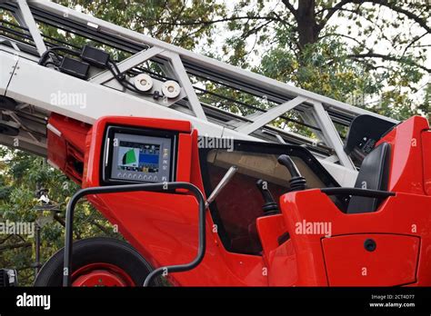 workstation with a fireman's remote control on a fire truck Stock Photo - Alamy