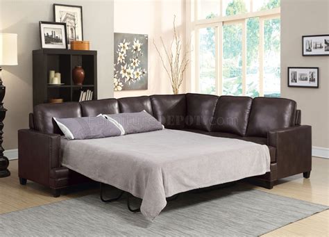 Bevin Sectional Sofa w/Sleeper 53380 in Espresso Leather Match