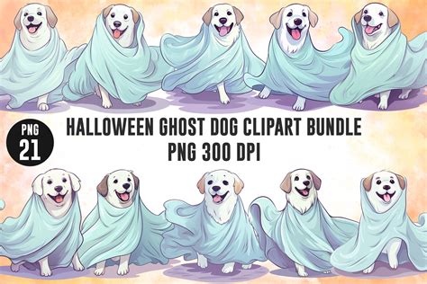 Halloween Ghost Dog Clipart Bundle Graphic by Samudro Sen · Creative Fabrica