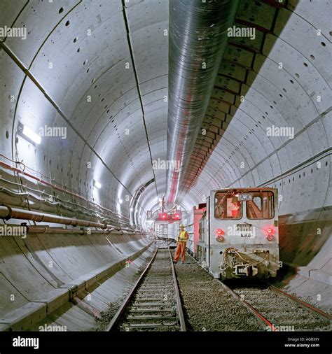 Channel Tunnel work train collecting spoil excavated by the boring Stock Photo, Royalty Free ...