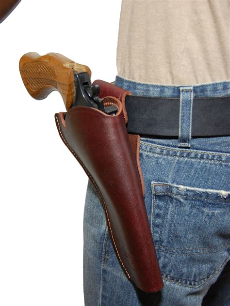 Leather Cross Draw Holster for 6-8" Revolvers - Barsony Holsters