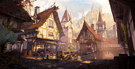 "Medieval Town" by N S | Fantasy landscape, Fantasy town, Fantasy art ...