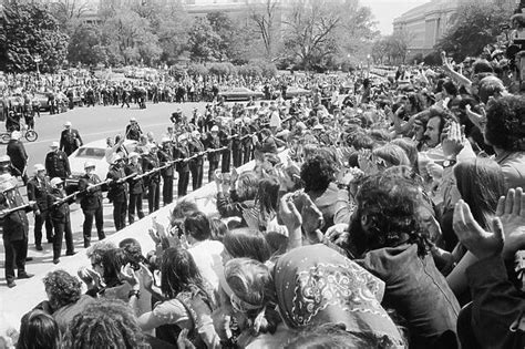 PROTEST, 1971. Hippies facing off with police during a (Photos Framed, Prints,...) #13642606