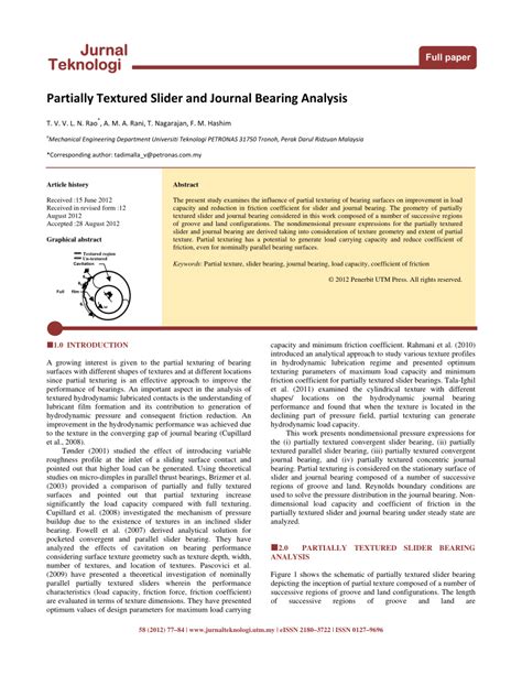 (PDF) Partially Textured Slider and Journal Bearing Analysis