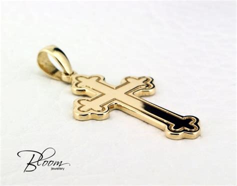 Gold Cross Pendant for Man 14K Solid Gold Cross Necklace for