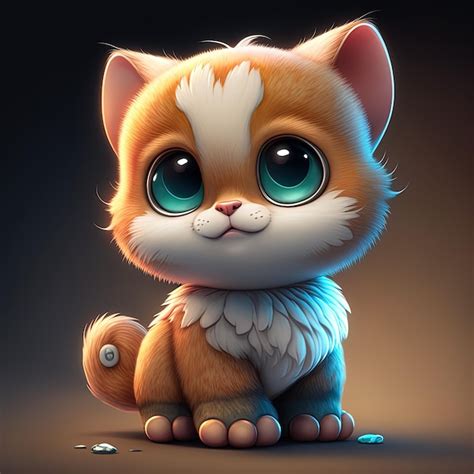 Premium Photo | Cute kitten sitting with happy smiling expression fluffy funny baby cat in pixar ...