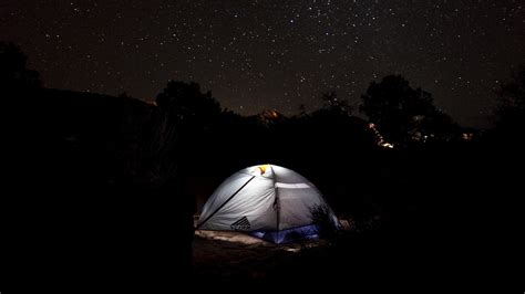 Tent, starry sky, camping, night | picture, photo, desktop wallpaper.