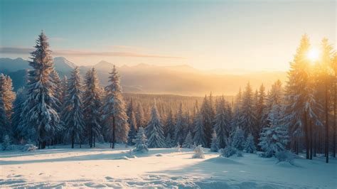 Winter forest Wallpaper (Snowy trees, Alpine scenery) #579