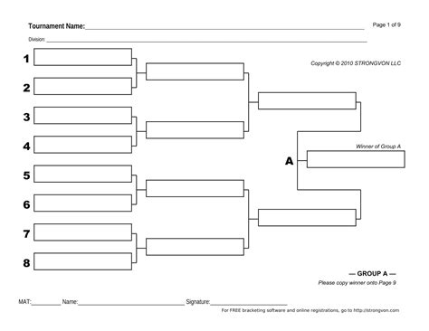 Free Printable Tournament Bracket Templates [6, 8, 10, 16 Teams] Excel