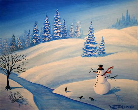 Acrylic Snowy Landscape Painting - pic-zit