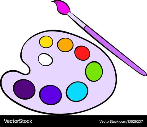 Art palette with paint brush icon cartoon Vector Image