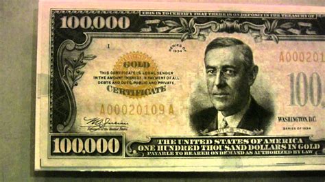 Real $100,000 bill cash money with Woodrow Wilson ... forget about Benjamins, it's all about ...