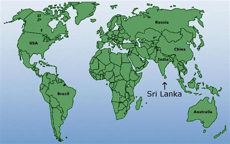 Sri Lanka world map - World map showing Sri Lanka (Southern Asia - Asia)