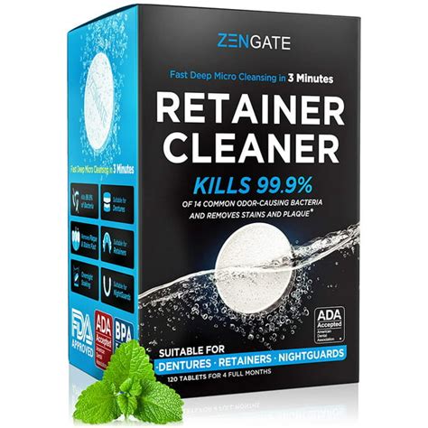 Retainer & Denture Cleaner Tablets - 4 Months Supply (120 pcs) - 3 Min Cleaning of Retainers ...