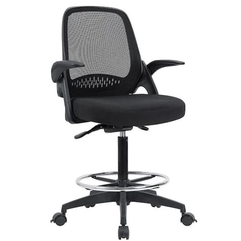 LACOO Black Drafting Chair Tall Office Chair Executive Standing Desk Chair with Lockable Wheels ...