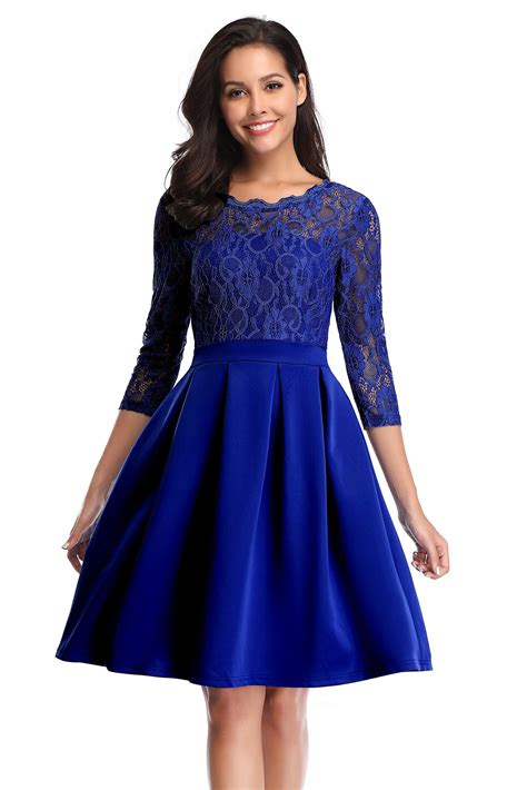 Sexy Short Royal Blue Cocktail Dresses with Half Sleeves Women Knee ...