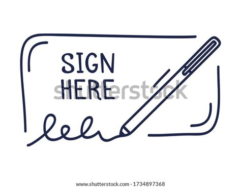 Place Signature Pen Icon Sign Here Stock Vector (Royalty Free) 1734897368 | Shutterstock