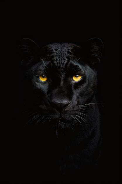 Premium AI Image | A black panther with yellow eyes is on a black background.