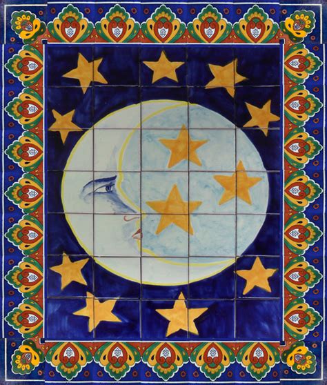 Tile Mural Moon and Stars