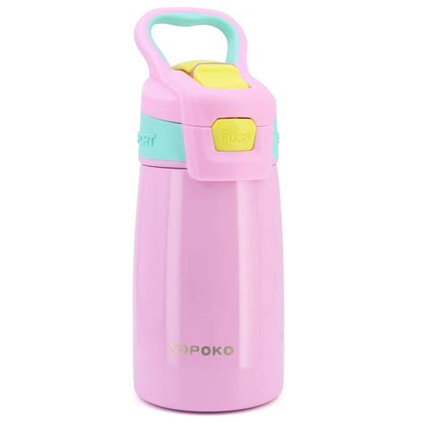 AUTO FLIP 12 OZ Stainless Steel Kids Water Bottle for Girls Double Wall ...