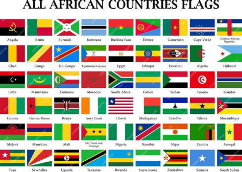 Ensemble de drapeaux de pays africains toutes les 54 collections de drapeaux africains | Vecteur ...