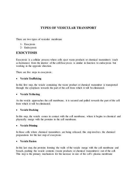 Types of vesicular transport