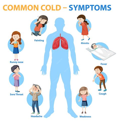 Free Vector | Common cold symptoms cartoon style infographic