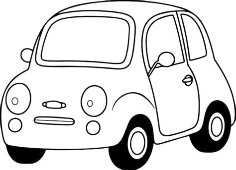 Car vector illustration Black and white outline Car coloring book or page for children | Premium ...