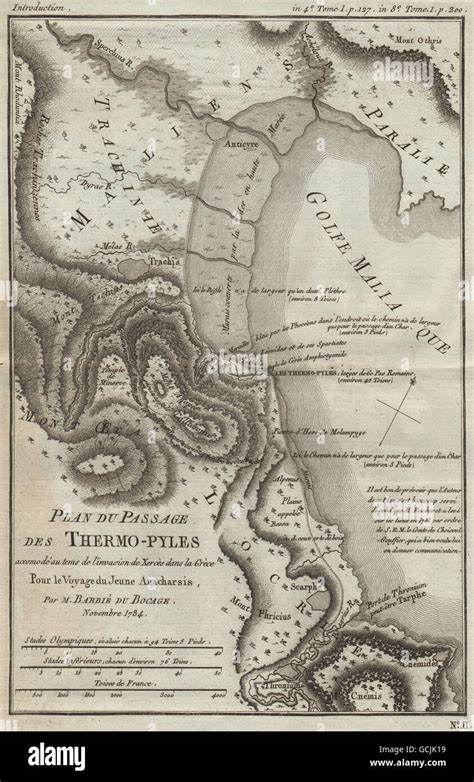 BATTLE OF THERMOPYLAE 480BC. Persian invasion of Greece. Xerxes. BOCAGE 1790 map Stock Photo - Alamy