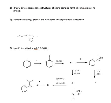 SOLVED: 1) Draw three different resonance structures of the sigma complex for the bromination of ...