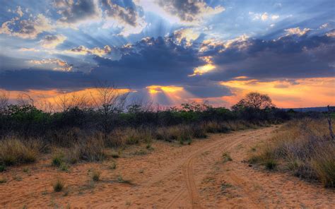 South Africa, Namibia, sunset landscape, clouds, desert wallpaper ...