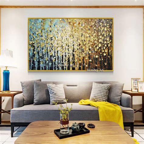 Large Size Hand Painted Abstract Color Tree Landscape Oil Painting On ...