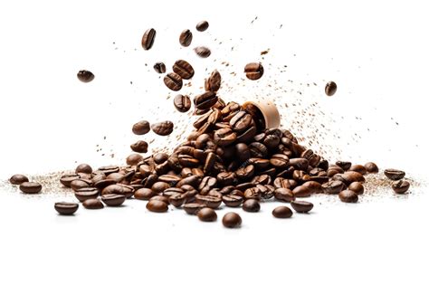 Premium AI Image | Coffee beans falling on a white background