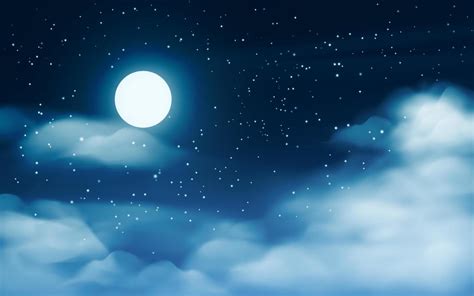 Night sky with full moon and clouds 9432551 Vector Art at Vecteezy