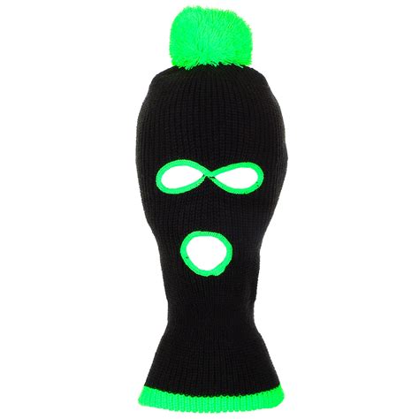 3 Hole Ski Mask w/ Neon Trim and Pom – 2040USA