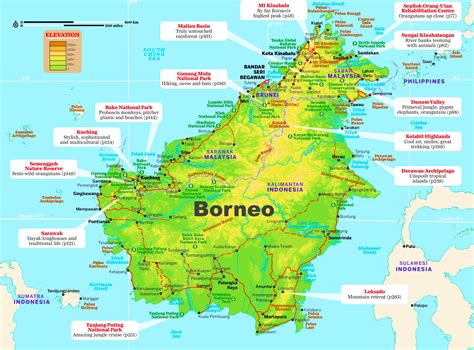 Borneo tourist map