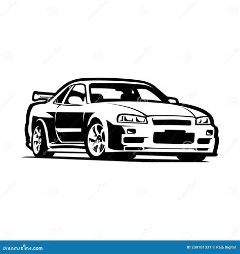 Silhouette of Japanese Sport Car Vector Image Isolated. Jdm Car Vector Stock Vector ...