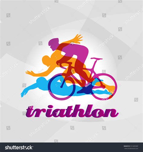 Color Flat Logo Triathlon Vector Figures Stock Vector (Royalty Free ...