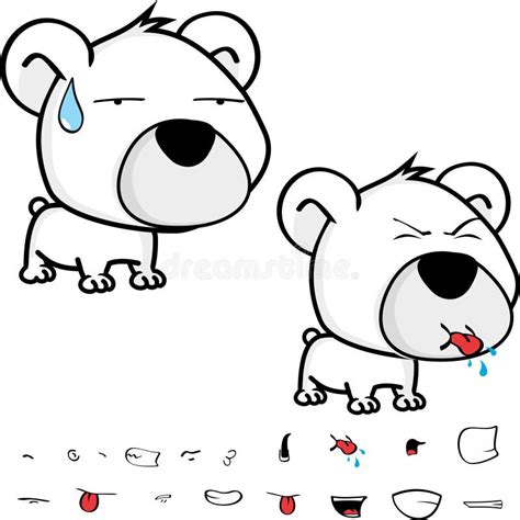 Grumpy Big Head Baby Polar Bear Cartoon Expressions Collection Set Stock Vector - Illustration ...