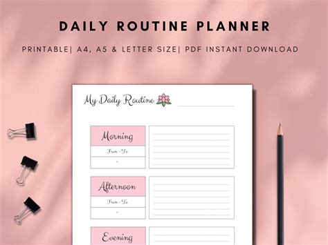 Printable Daily Planner Template | Daily Planner Templates | Undated Planner Inserts | A4, A5 ...