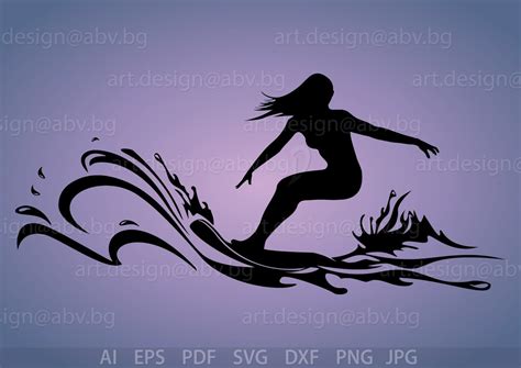 Vector SURFER, Girl, Ai, Eps, Svg, Dxf, Pdf, Png, Jpg Download, Digital Image, Graphical ...