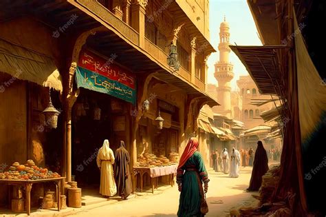 Premium Photo | Beautiful old middle eastern market with stalls and oriental garments