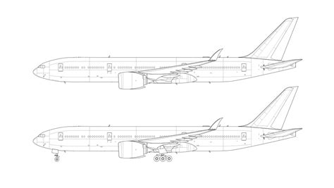 Boeing 777-8 blank illustration templates – Norebbo