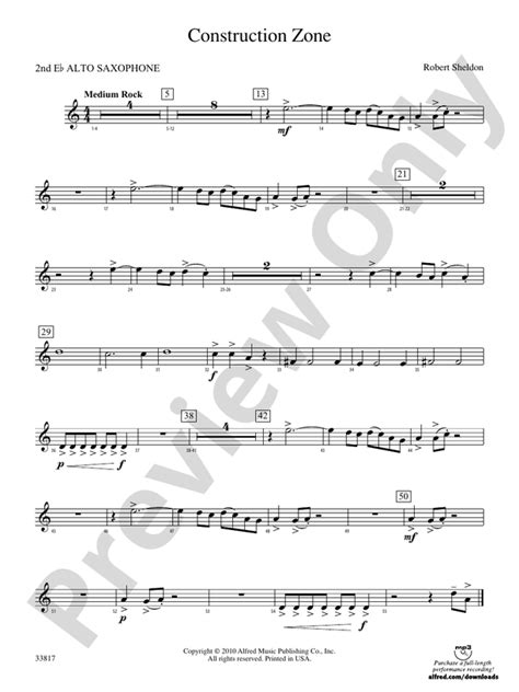 Construction Zone: 2nd E-flat Alto Saxophone: 2nd E-flat Alto Saxophone Part - Digital Sheet ...